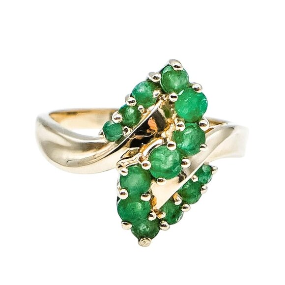 Vintage 10k Yellow Gold Natural Emerald Ring Size 7.5 - Picture 1 of 6